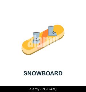 Icona snowboard. Elemento di segno piatto della collezione Extreme Sport. Icona Creative Snowboard per il web design, modelli, infografiche e altro ancora Illustrazione Vettoriale