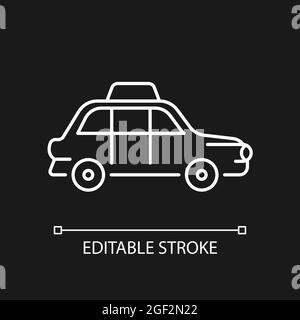 Icona lineare bianca del taxi di Londra per il tema scuro Illustrazione Vettoriale