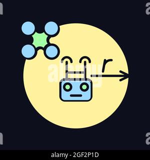 Controlla il raggio del volo icona dell'etichetta manuale RGB a colori per il tema scuro Illustrazione Vettoriale