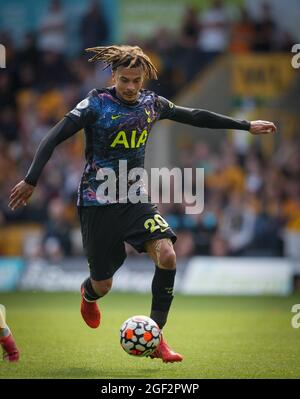 Wolverhampton, Regno Unito. 22 agosto 2021. DELE Alli di Spurs durante la partita della Premier League tra Wolverhampton Wanderers e Tottenham Hotspur a Molineux, Wolverhampton, Inghilterra, il 22 agosto 2021. Foto di Andy Rowland. Credit: Prime Media Images/Alamy Live News Foto Stock