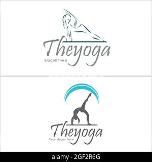 Design con logo di yoga per il fitness fisico Illustrazione Vettoriale