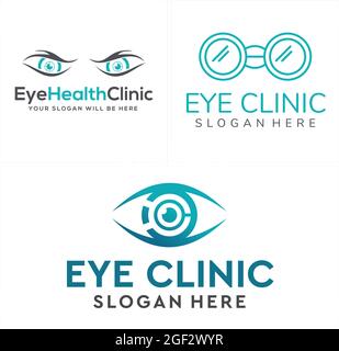 Disegno del logo ottico della clinica medica Illustrazione Vettoriale