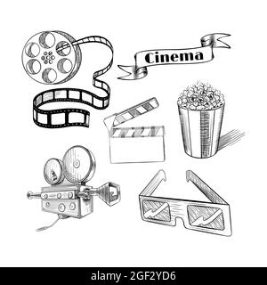 Movie set disegno di oggetti Immagine e Vettoriale - Alamy