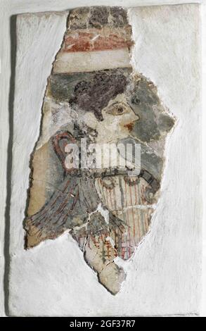 Civiltà minoica. Frammento di un affresco raffigurante una giovane donna, conosciuta come 'la Parisienne'. 1350 A.C. Dall'affresco di Camp-Stool, c.. 1350 a.C., West wi Foto Stock