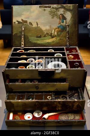 Rijksmuseum, Amsterdam, Painted, Painted's Box, 1640 - 1660 olandese, Paesi Bassi. (Beschilderde schilderskist ) Foto Stock