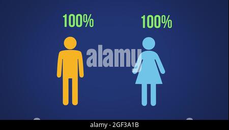 Forme maschili e femminili che si riempiono di colori 4k Foto Stock