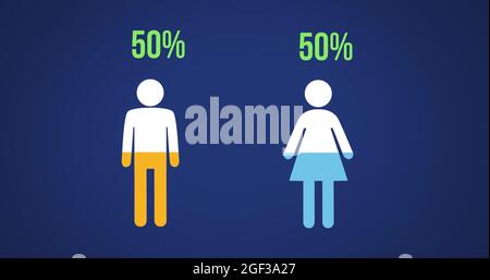 Forme maschili e femminili che si riempiono di colori 4k Foto Stock