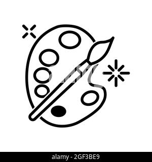Icona artista. Pittogramma piatto per nastro. Tratto di linea. Simbolo di arte semplice isolato su sfondo bianco. Vettore di contorno eps10 Foto Stock