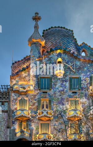 Casa Batllo di Gaudí, Barcellona, Catalogna, Spagna Foto Stock