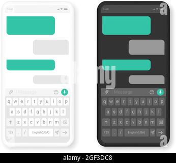 Progettazione di un modello di finestra di dialogo di chat per applicazioni mobili. Elementi UI UX per il web design. Illustrazione vettoriale realistica. Illustrazione Vettoriale