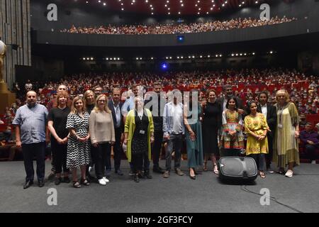 Karlovy Vary, Repubblica Ceca. 23 Agosto 2021. I registi hanno partecipato alla presentazione del film ceco-slovacco My Sunny Maad al 55° Festival Internazionale del Film di Karlovy Vary (KVIFF), il 23 agosto 2021, a Karlovy Vary, Repubblica Ceca. Credit: Slavomir Kubes/CTK Photo/Alamy Live News Foto Stock