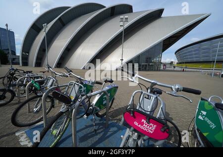 Una visione generale del SEC Armadillo sul Campus Scottish Event di Glasgow, che sarà uno dei luoghi della Conferenza delle parti sul cambiamento climatico delle Nazioni Unite, nota anche come COP26. Data foto: Lunedì 23 agosto 2021. Foto Stock