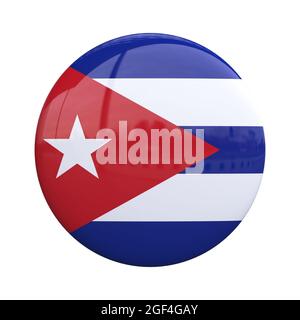 Badge della bandiera nazionale di Cuba, rendering 3d del pin della nazionalità Foto Stock