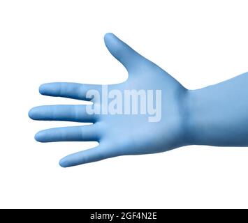 guanto di lattice protettivo affare virus corona coronavirus malattia epidemia salute medica handshake mano Foto Stock