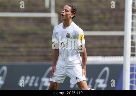 Dortmund, Germania. 21 ago 2021. Primo: 21.08.2021 Fuvublall: Calcio: 3° Bundesliga stagione 2021/22 BVB; Borussia Dortmund U23 - 1. FC Saarbruecken, Saarbruecken. 0-0 Minos Gouras, FCS, Gesture Credit: dpa/Alamy Live News Foto Stock