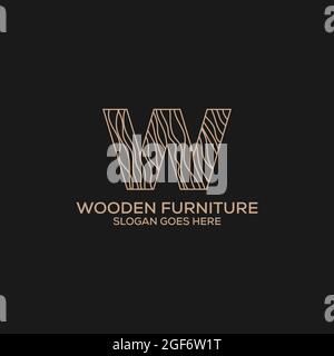 Legno arredamento logo design, può essere utilizzato come interni design, identità di marca, logo aziendale, icone, o altri. Illustrazione Vettoriale