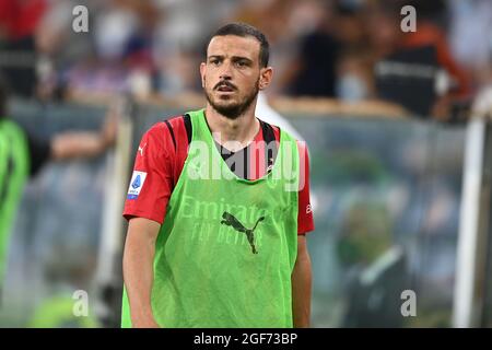 Alessandro Florenzi (Milano) Nel corso della "mostra" italiana UNA partita tra Sampdoria 0-1 Milano allo Stadio Luigi Ferraris il 23 agosto 2021 a Genova. (Foto di Maurizio Borsari/AFLO) Foto Stock