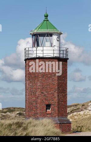 Cross Light Red Cliff, faro in paesaggio duna, Kampen, Sylt, Isole Frisie orientali, Frisia orientale, Schleswig-Holstein, Germania Foto Stock