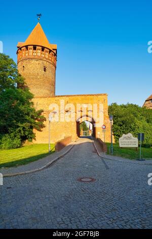 Torre della prigione, Castello di Tangermuende, Sassonia-Anhalt, Germania Foto Stock