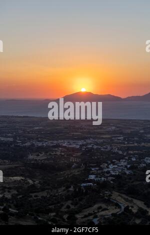 Tramonto, Vista sul paesaggio al mare, Tramonto, Kos, Dodecaneso, Grecia Foto Stock