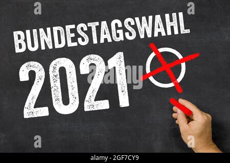 Testo su una lavagna - elezioni parlamentari 2021 in tedesco - Bundestagswahl 2021 Foto Stock