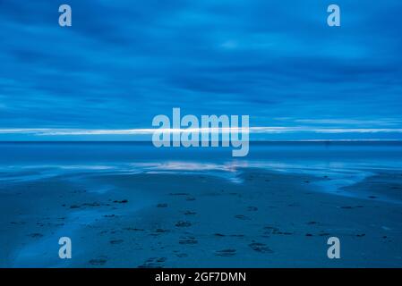 Atmosfera serale al mare, Atlantico, Biscaglia, Carcans Plage, Gironda, Aquitaine, Francia Foto Stock