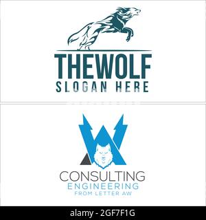 Vettore logo Wolf design Illustrazione Vettoriale