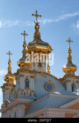 La Chiesa di Pietro e Paolo nel Grande Palazzo Peterhof, Petrodvorets, Russia Foto Stock