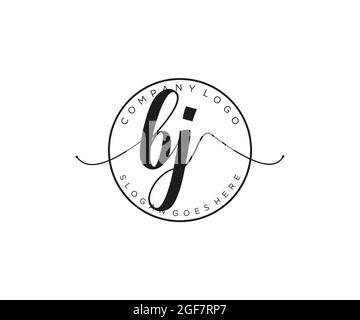 BJ Monogramma di bellezza del logo femminile e design elegante del logo, logo di scrittura a mano della firma iniziale, matrimonio, moda, floreale e botanico con creativo Illustrazione Vettoriale