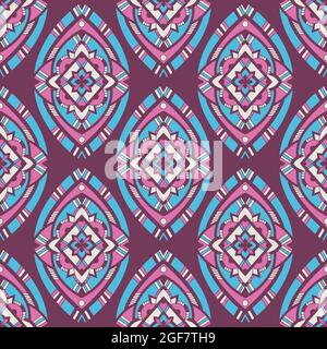 Etnia Trigale Argyle senza giunture Pattern. Tradizionale Boho Ikat ornamento di Doodle Rhombes. Vettore astratto Mosaico forma geometrica del diamante vettore Illustrazione Vettoriale