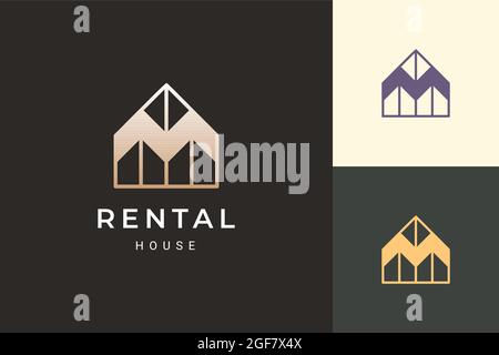 Home o resort logo in stile di lusso per il settore immobiliare Illustrazione Vettoriale