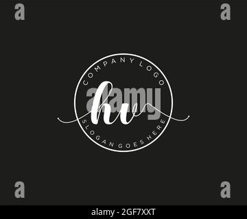 Monogramma di bellezza con logo HV Femminile ed elegante design con logo, logo scritto a mano della firma iniziale, matrimonio, moda, floreale e botanico con creatività Illustrazione Vettoriale