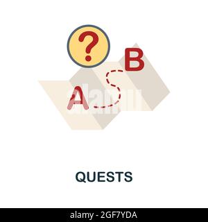 Icona Quests flat. Segno semplice dalla collezione di gamification. Illustrazione icona Creative Quests per il web design, infografica e altro ancora Illustrazione Vettoriale