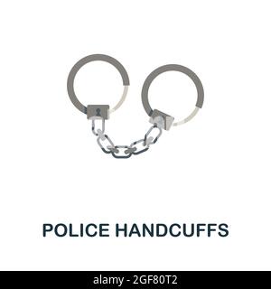 Icona Police Handcoffs. Elemento di segno piatto dalla collezione di legge. Icona Creative Police Handcoffs per web design, modelli, infografie e altro ancora Illustrazione Vettoriale