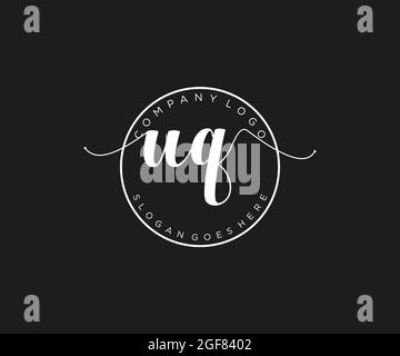 UQ Monogramma di bellezza del logo femminile e design elegante del logo, logo di scrittura a mano della firma iniziale, matrimonio, moda, floreale e botanico con creativo Illustrazione Vettoriale