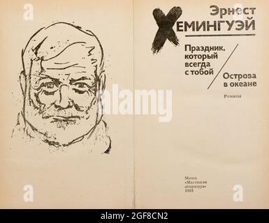 La 'UNA festa movibile' e 'Islands in the Stream' di Ernest Miller Hemingway, pubblicata per la prima volta nel 1985 in URSS. Foto Stock