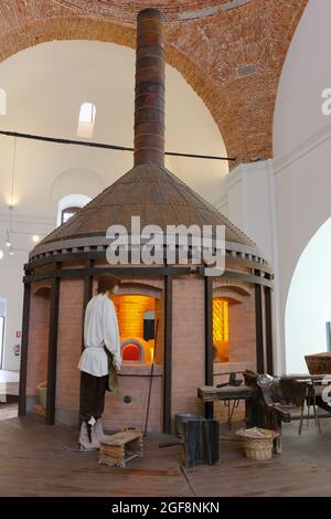 Mostra di forno Museo del vetro Royal Glass Factory di la Granja Real Sitio de San Ildefonso Segovia Castiglia e Leon Spagna Foto Stock