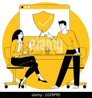 Concetto di vettore di protezione dei dati. Illustrazione Vettoriale
