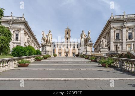 Scalinata per il Campidoglio, accanto a Piazza Campidoglio a Roma, Unesco, Lazio, Italia Foto Stock