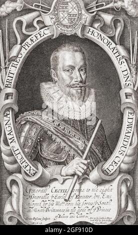 Edward Cecil, 1° visconte Wimbledon, 1572 – 1638. Comandante militare e navale inglese. Dopo un lavoro di Simon van de Passe. Foto Stock