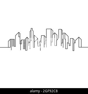 City Building Line art disegno icona vettoriale modello Foto Stock