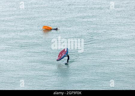 British Kitesurf Freestyle Campionships week-end, Ramsgate, 21 e 22 agosto 2021. Foto Stock