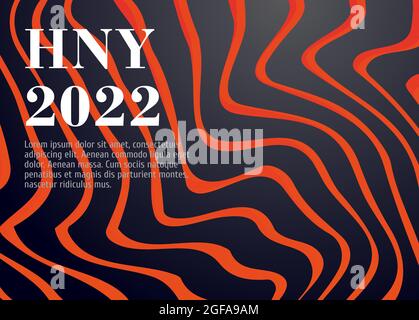 Buon poster o modello banner del nuovo anno 2022 su sfondo arancione con linee nere. Anno della tigre Illustrazione Vettoriale
