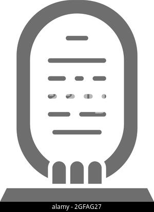 Cartouche egiziana, icona sarcofago grigio. Isolato su sfondo bianco Illustrazione Vettoriale