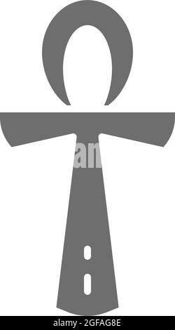 Ankh egiziano, simbolo religioso icona grigia. Isolato su sfondo bianco Illustrazione Vettoriale