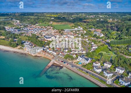 Vista aerea di Gorey Village, Jersey ci Foto Stock