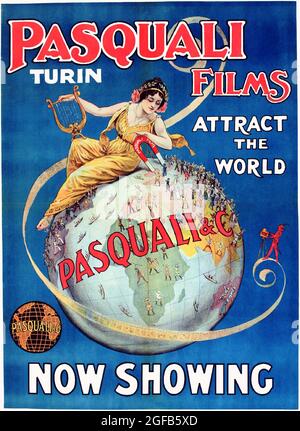 Clicca sul poster Vintage Italian Film - Pasquali Films, Torino, 1910 Foto Stock