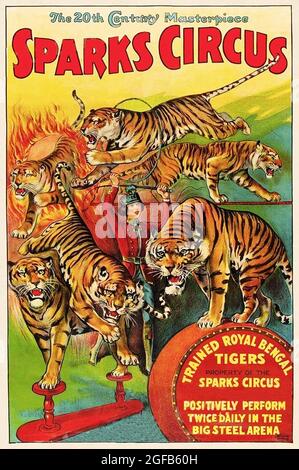 Fare clic sul poster Vintage French Circus - Sparks Circus Foto Stock