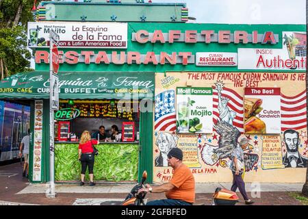 Miami Florida, Little Havana Calle Ocho, la Esquina de la fama Corner of Fame Restaurant Café, Foto Stock