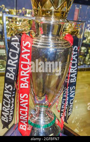 Regno Unito Inghilterra, Lancashire Manchester United Football Club Old Trafford Stadium tour, calcio footbal futbol museo Barclays Premier League Trophy, Foto Stock